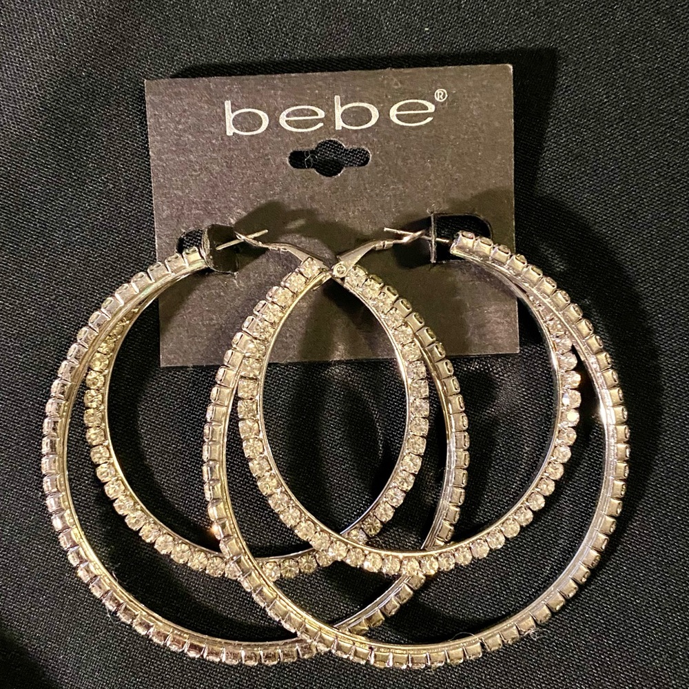 Bebe Silver Hoop Earrings